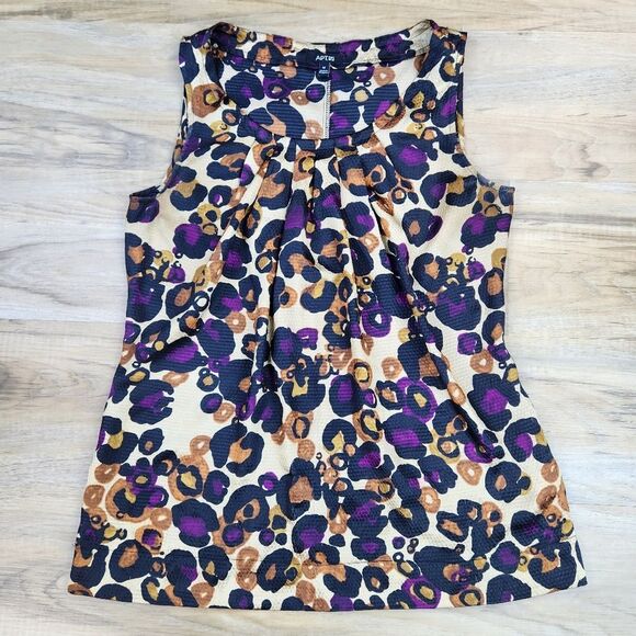🔺️Apt 9 Metallic Gold, Black, & Fuchsia Print Sleeveless Top Medium - Picture 3 of 12